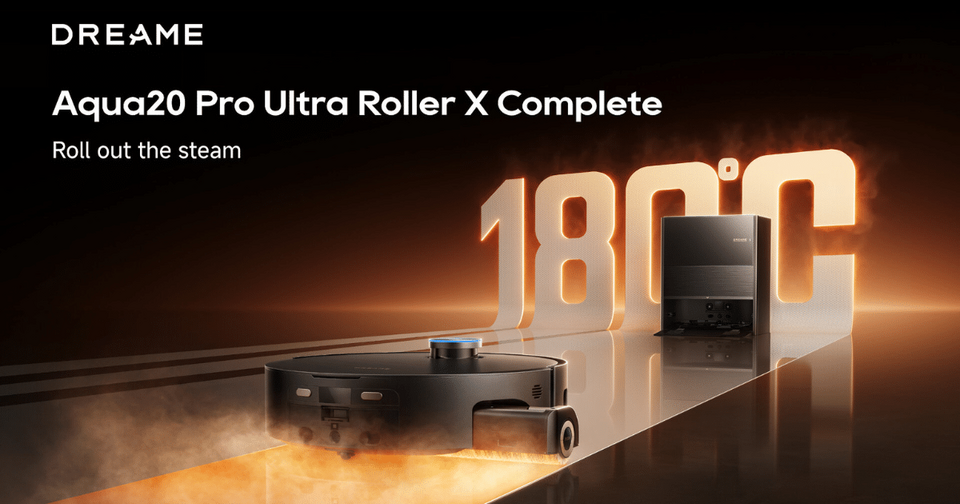 Dreame Aqua20 Pro Ultra Roller X Complete: Robot hút — lau có phun hơi nước nóng và con lăn mở rộng
